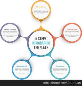 Circle Diagram with Five Steps. Circle diagram infographic template with five steps or options, workflow, process, vector eps10 illustration