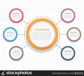 Circle Diagram with Six Elements. Circle diagram with six elements, steps or options, flowchart or workflow diagram template, vector eps10 illustration