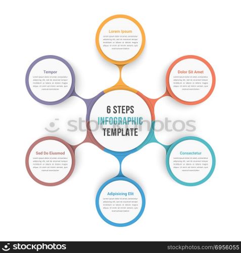 Circle Diagram with Six Steps. Circle diagram infographic template with six steps or options, workflow, process, vector eps10 illustration