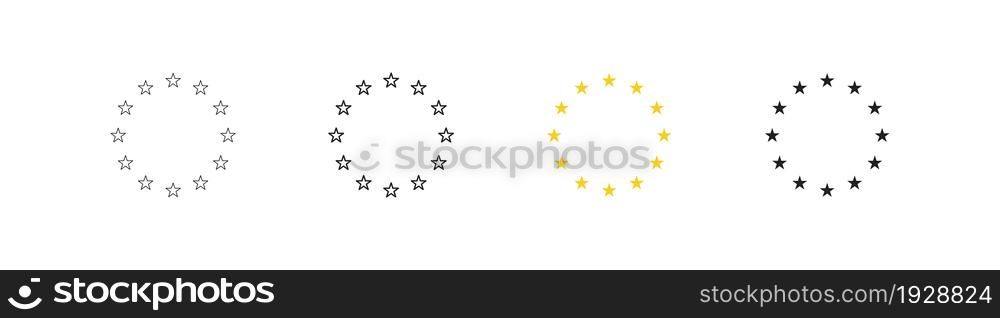 Circle eu star icon. European flag logo. Stars euro symbol in vector flat style.