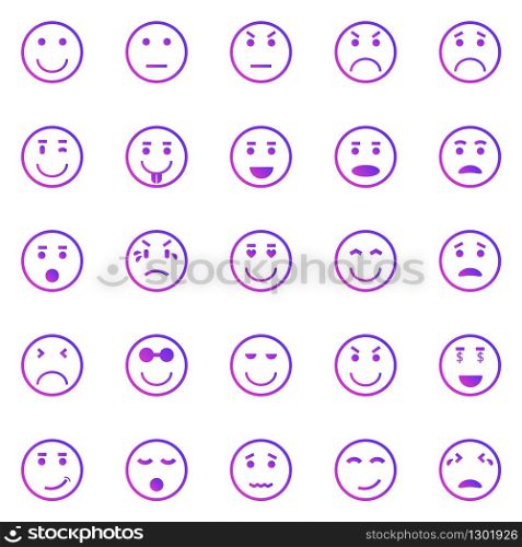 Circle face gradient icons on white background, stock vector