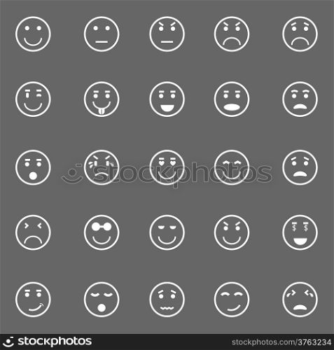 Circle face icons on gray background, stock vector