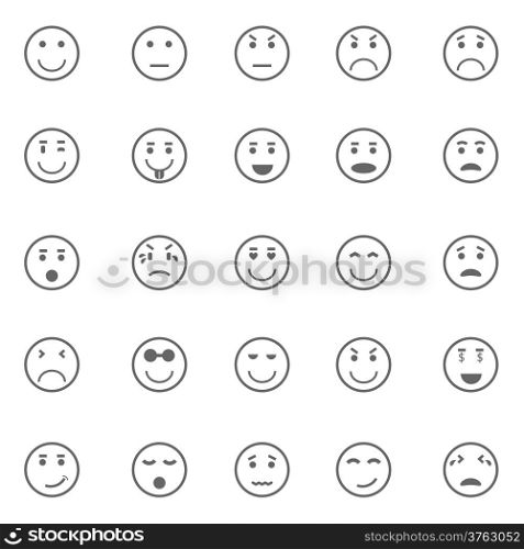 Circle face icons on white background, stock vector