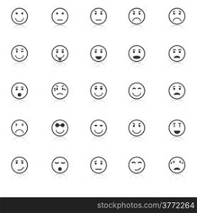 Circle face icons with reflect on white background, stock vector