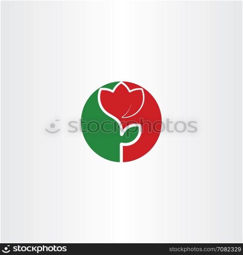 circle flower green red icon logo