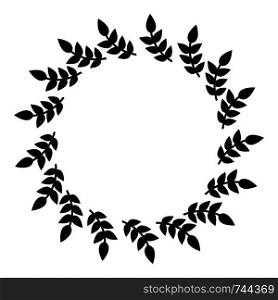 Circle Frame from Leaves. Wedding decorations, invitations. Black Silhouette. Vector illustration for Your Design, Web.
