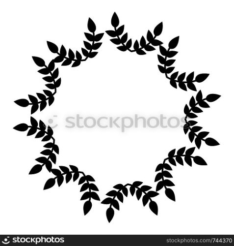 Circle Frame from Leaves. Wedding decorations, invitations. Black Silhouette. Vector illustration for Your Design, Web.