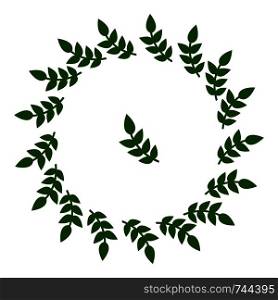 Circle Frame from Leaves. Wedding decorations, invitations. Green Silhouette. Vector illustration for Your Design, Web.
