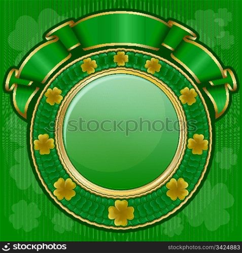 Circle frame from shamrock with ribbon for St. Patrick&rsquo;s day
