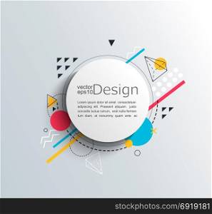 Circle frame with colorful geometric shapes.. Circle frame with colorful geometric shapes. For your brochure, flyer, design. Vector illustration.