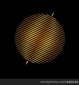 Circle from parallel lines in gold color on black background