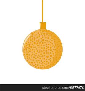 Circle gold Christmas tree toy with spots. Season decoration, Christmas and New Year celebration, icon isolated on white background. Vector design template. Illustration in flat style.. Circle gold Christmas tree toy with spots. Illustration in flat style. Season decoration, Christmas and New Year celebration, icon isolated on white background. Vector design template.