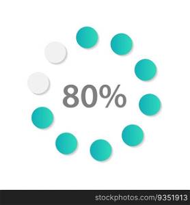 Circle gradient dot infographic chart design template. Eighty percentage running. Round infochart with performance level. Visual data presentation. Myriad Pro-Bold, Regular fonts used. Circle gradient dot infographic chart design template