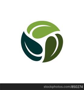Circle Green Leaves Logo Template Illustration Design. Vector EPS 10.