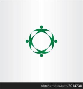 circle green people celebrate party logo vector icon group
