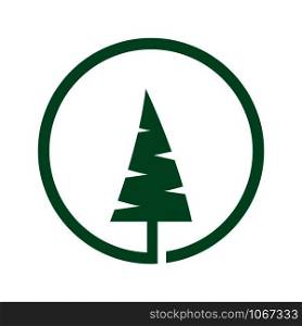 Circle green tree ecology nature element vector icon.