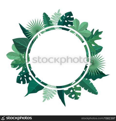 Circle Green Tropical Plant Summer Leaf Border Frame Background