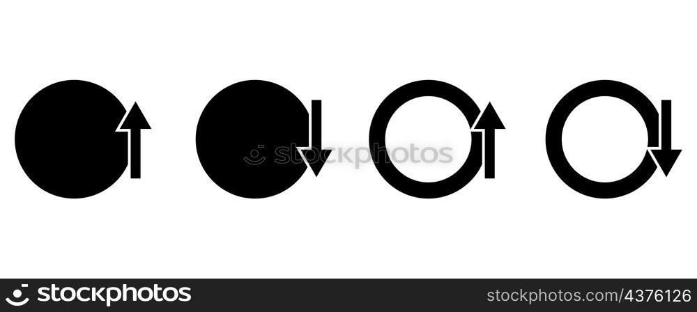 Circle icon. Arrow up and down. Coin sign. Financial background. Investment concept. Vector illustration. Stock image. EPS 10.. Circle icon. Arrow up and down. Coin sign. Financial background. Investment concept. Vector illustration. Stock image.