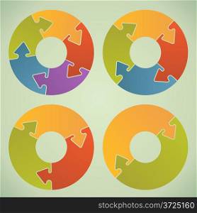 Circle infographic chart with puzzle like arrow locks.