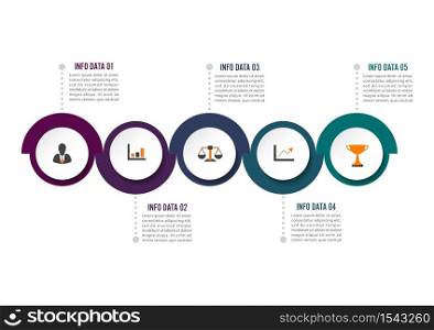 Circle infographic template five option, process or step for business presentation.