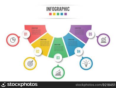 Circle infographic template five option, process or step for business presentation