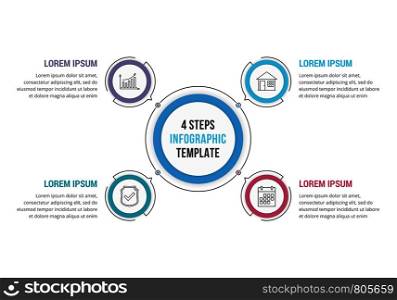Circle infographic template with 4 steps or options, workflow or process diagram, vector eps10 illustration. 4 Steps - Circle Infographics