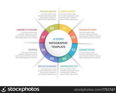 Circle infographic template with eight steps or options, process chart, vector eps10 illustration. Circle Infographics - Eight Elements