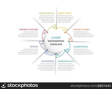 Circle infographic template with eight steps or options, process chart, vector eps10 illustration. Circle Infographics - Eight Elements