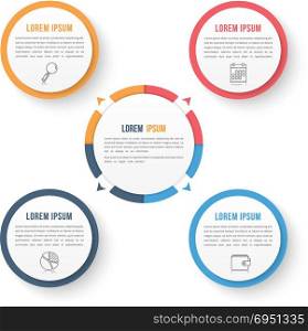 Circle Infographic Template with Four Elements. Circle infographic template with four elements, steps or options, workflow or process diagram, vector eps10 illustration