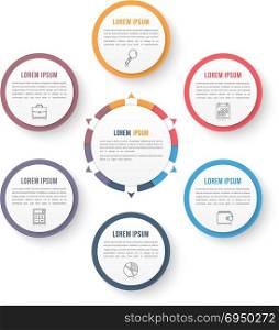 Circle Infographic Template with Six Elements. Circle infographic template with six elements, steps or options, workflow or process diagram, vector eps10 illustration