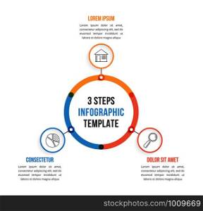 Circle infographic template with three elements, steps or options, workflow or process diagram, vector eps10 illustration. Circle Infographics