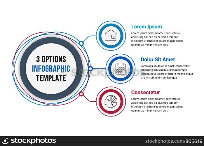 Circle infographic template with three steps or options, workflow or process diagram, vector eps10 illustration. Three Steps Infographics