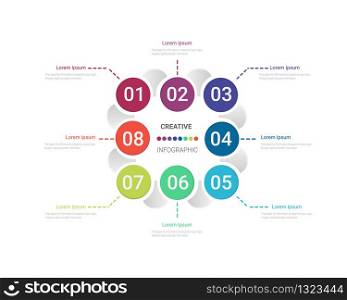 Circle Infographic thin line design and 8 options or steps. Infographics for business concept. Can be used for presentations banner, workflow layout, process diagram, flow chart.