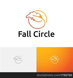 Circle Leaf Autumn Fall Season Nature Business Line Logo