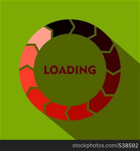 Circle loading icon in flat style on a green background. Circle loading icon, flat style