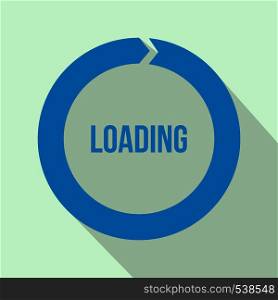 Circle loading icon in flat style on a light blue background. Circle loading icon, flat style