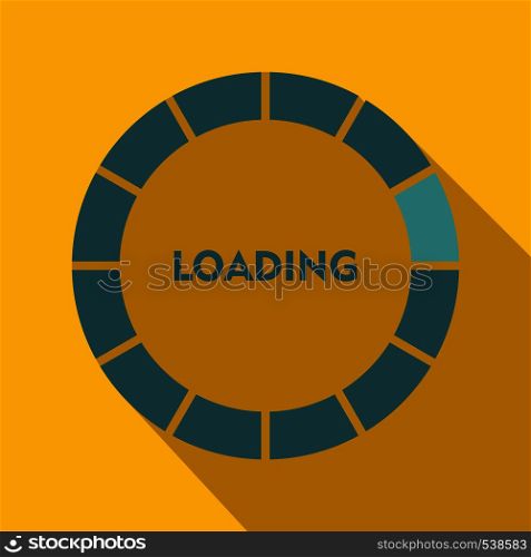 Circle loading icon in flat style on a yellow background. Circle loading icon, flat style