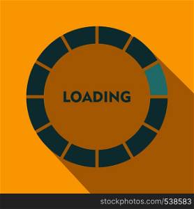 Circle loading icon in flat style on a yellow background. Circle loading icon, flat style