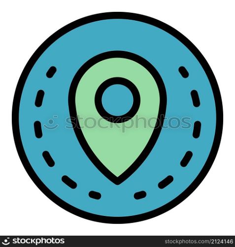 Circle location pin icon. Outline circle location pin vector icon color flat isolated. Circle location pin icon color outline vector