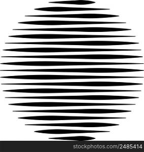 Circle Logo, lines unusual icon Design, horizontal stripes Geometric shape