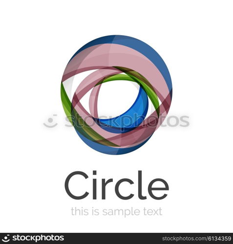 Circle logo. Transparent overlapping swirl shapes. Modern clean business icon. Circle logo. Transparent overlapping swirl shapes. Modern clean business icon. Vector illustration.