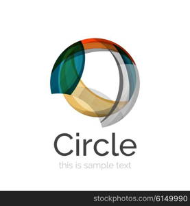 Circle logo. Transparent overlapping swirl shapes. Modern clean business icon. Circle logo. Transparent overlapping swirl shapes. Modern clean business icon. Vector illustration.