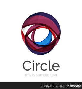 Circle logo. Transparent overlapping swirl shapes. Modern clean business icon. Circle logo. Transparent overlapping swirl shapes. Modern clean business icon. Vector illustration.