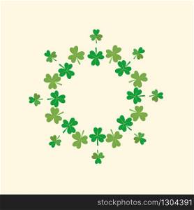 circle made of green small shamrocks leaf vector illustration best for saint Patrick day