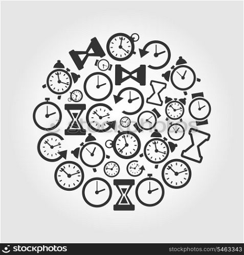 Circle made of hours. A vector illustration