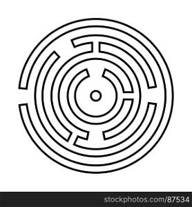 Circle maze or labyrinth black icon .