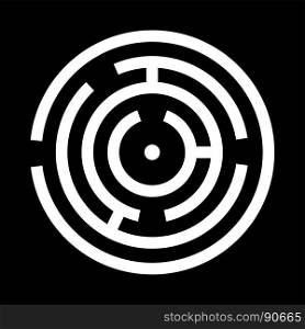 Circle maze or labyrinth it is white icon .. Circle maze or labyrinth it is white icon . Flat style .