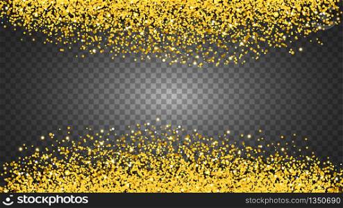 Circle of gold glitter with small particles. abstract background with golden sparkles on transparent background.