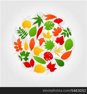 Circle of leafs. Autumn leafs in the form of a circle. A vector illustration