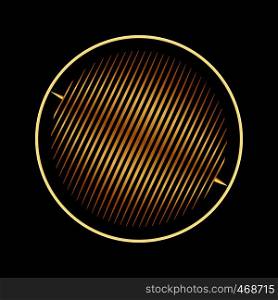 Circle of parallel lines in gold color in colou on black background